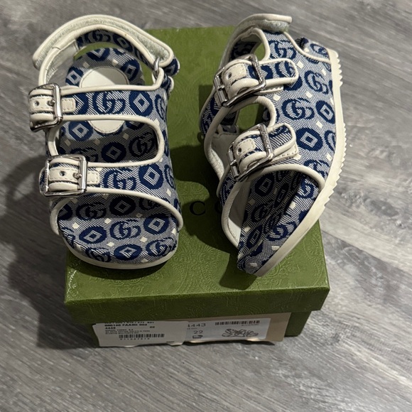 Gucci Kids Navy Patterned Sandals - Picture 1 of 6